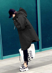 Luxury plus size womens parka overcoat black hooded pockets down coat winter - SooLinen