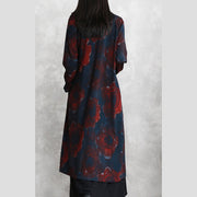 Luxury print cotton blended Coat oversize pockets outwear Fashion long sleeve baggy trench coat