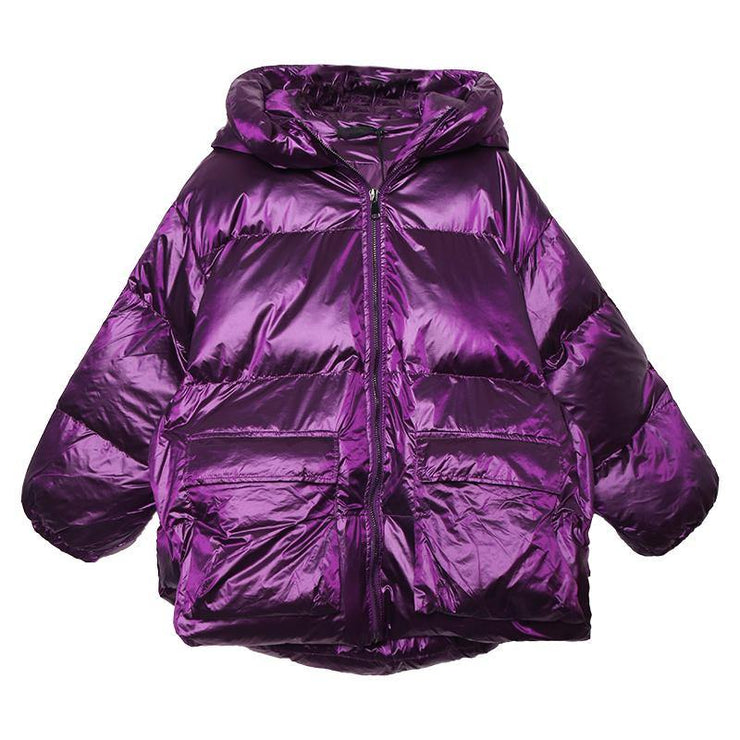 Luxury purple down jacket woman plus size clothing winter jacket hooded ...