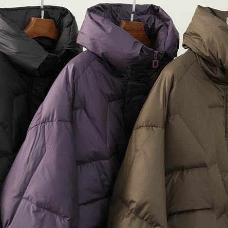 Luxury purple warm winter coat plus size snow stand collar zippered Fine outwear - SooLinen