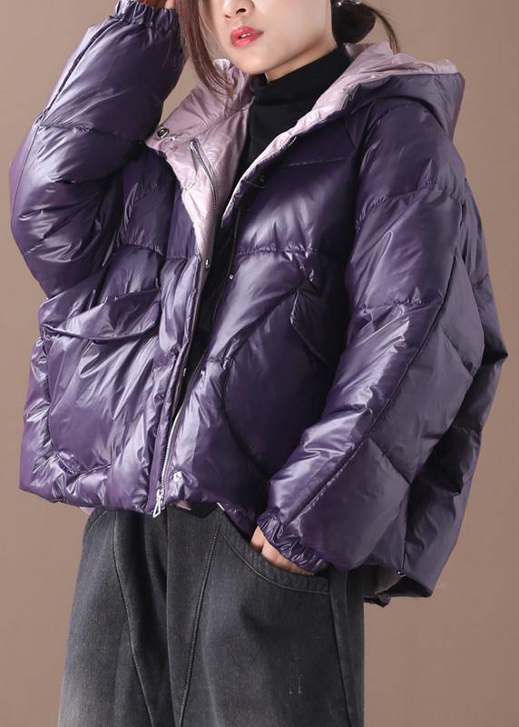 Luxury purple women parkas Coats winter hooded thick outwear - SooLinen