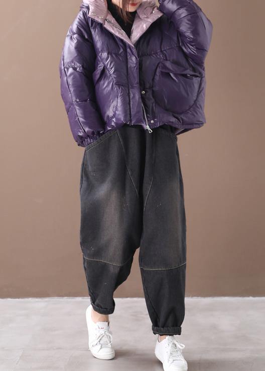 Luxury purple women parkas Coats winter hooded thick outwear - SooLinen