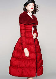 Luxury red duck down coat oversize  snow jackets big hem Elegant Jackets - SooLinen