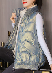 Luxuriöse silberfarbene Taschen mit Reißverschluss Ärmellose Pufferweste für den Winter