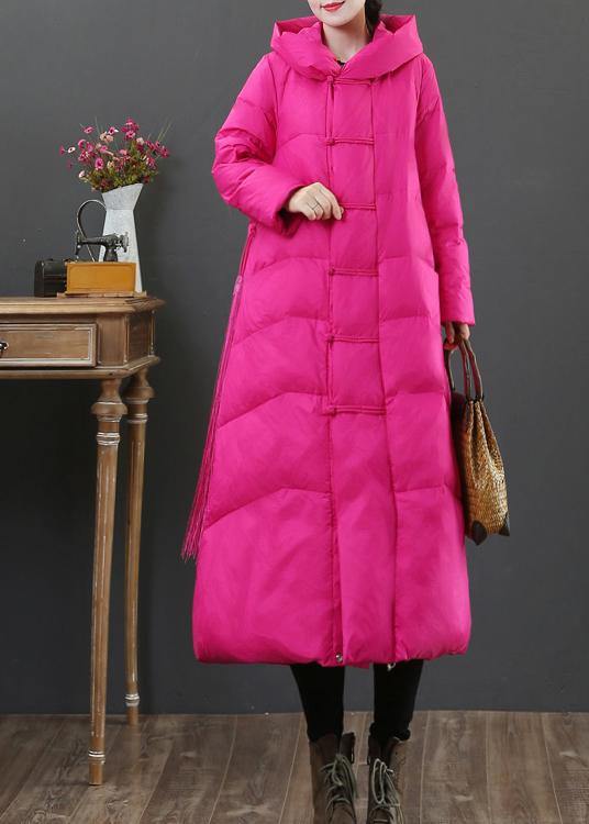 Luxury trendy plus size snow jackets Jackets rose hooded zippered down jacket - SooLinen