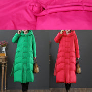 Luxury trendy plus size snow jackets Jackets rose hooded zippered down jacket - SooLinen