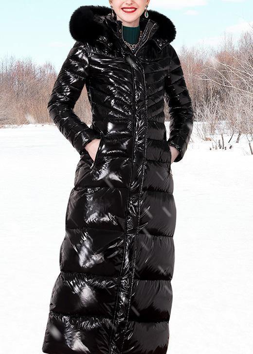 Luxury trendy plus size womens parka hooded Jackets black fur collar duck down coat - SooLinen