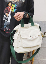 Man White Large Capacity Canvas Messenger Bag