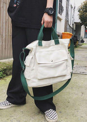 Man White Large Capacity Canvas Messenger Bag
