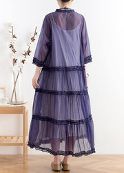 Mid-length sunscreen 2021 new thin Korean blue and purple fairy coat - SooLinen