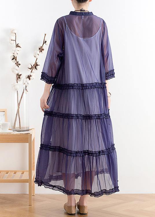 Mid-length sunscreen 2021 new thin Korean blue and purple fairy coat - SooLinen
