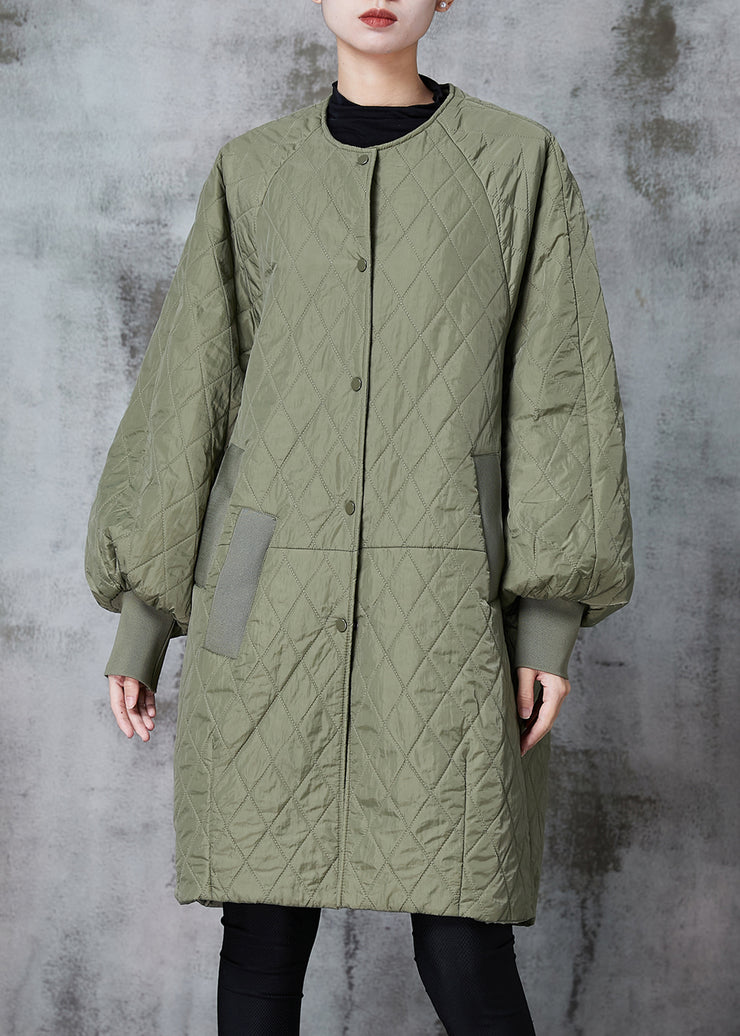 Modern Army Green Oversized Pockets Fine Cotton Filled Parka Jacket Winter