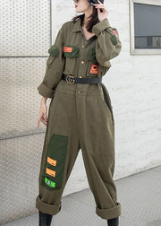 Modern Army Green Peter Pan Kragen Taschen Button Fall Denim Top Langarm