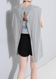 Modern Backless cotton clothes For Women Tutorials gray tops summer - SooLinen