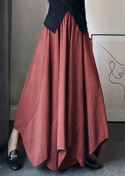 Modern Black Asymmetrical Wrinkled High Waist Patchwork Cotton Skirts Fall