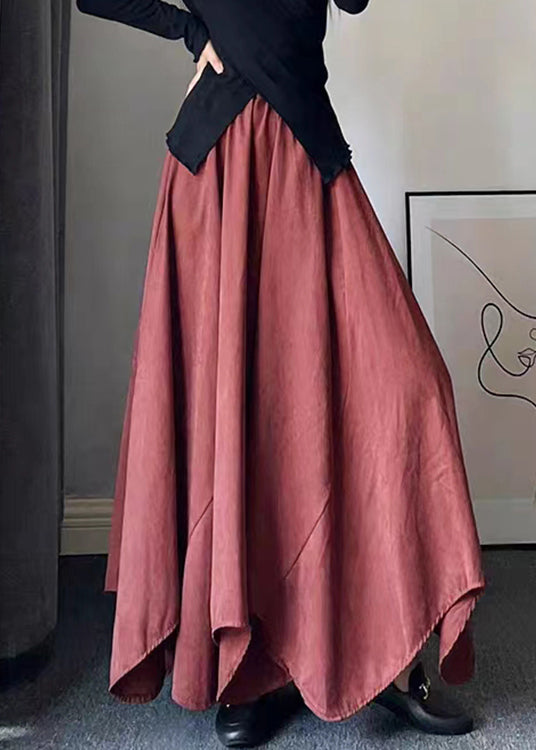 Modern Black Asymmetrical Wrinkled High Waist Patchwork Cotton Skirts Fall