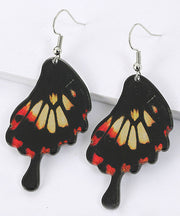 Modern Black Butterfly Wing Shape Acrylic Drop Earrings