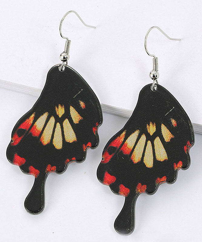 Moderne schwarze Schmetterlings-Flügel-Form-Acryl-Tropfen-Ohrringe