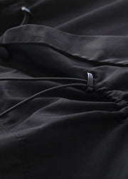 Modern Black Cinched Pockets Asymmetrical design Skirt - SooLinen