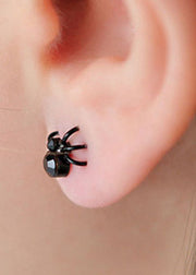 Modern Black Cute Spider Metal Novelty Stud Earrings