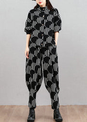 Modern Black Dot Print Top And Beam Pants Two Pieces Set Long Sleeve