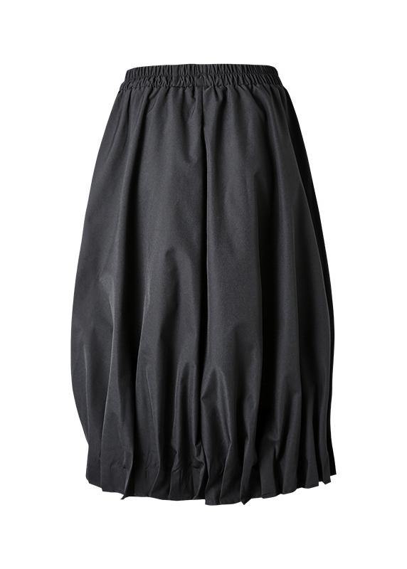 Modern Black Elastic Waist Box Pleats Skirts Summer - SooLinen