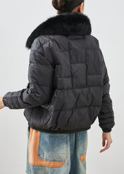Modern Black Fox Collar Patchwork Mink Hair Duck Down Puffers Jackets Winter