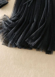 Modern Black High Waist Patchwork Exra Large Hem Tulle Skirts Spring