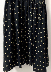 Modern Black Patchwork Dot Ankle Dress Sleeveless