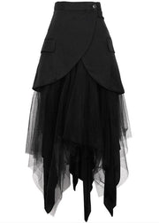Modern Black Patchwork tulle Summer High Waist Skirt - SooLinen