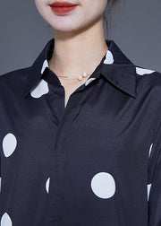 Modern Black Peter Pan Collar Dot Print Maxi Dresses Spring