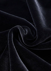 Modern Black Stand Collar Ruffled Warm Fleece Chiffon Shirts Long Sleeve