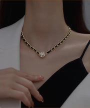 Modern Black Sterling Silver Overgild Zircon Chain Necklace
