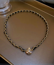 Modern Black Sterling Silver Overgild Zircon Chain Necklace