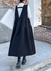 Modern Black V Neck Patchwork Long Dresses Spring