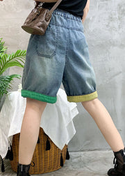 Modern Blue Embroidered denim Summer shorts