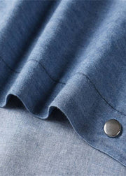 Modern Blue Peter Pan Collar Patchwork Denim Shirts Dress Summer