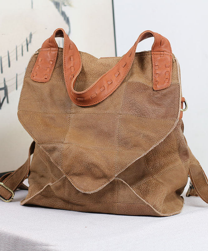 Modern Brown Calf Leather Satchel Handbag Backpack Bag