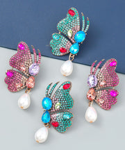 Moderne Schmetterlings-Zirkon-Metallursprüngliche Entwurfs-Tropfen-Ohrringe