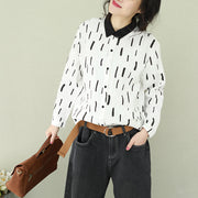 Modern Button Down linen Long Shirts Omychic Tunic Tops white lapel loose blouse