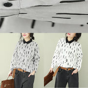 Moderne Button-Down-Leinen-Langhemden Omychic-Tunika-Oberteile, weiße, lockere Bluse mit Revers
