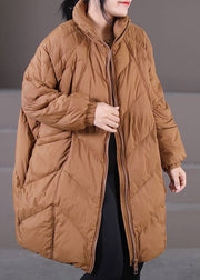 Modern Caramel Stand Collar Oversized Thick Duck Down Down Coats Winter