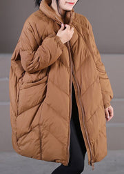 Modern Caramel Stand Collar Oversized Thick Duck Down Down Coats Winter