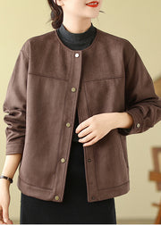 Modern Chocolate Oversized Faux Suede Coats Spring