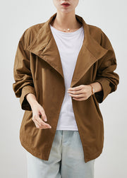 Modern Coffee Stand Collar Oversized Cotton Jacket Spring