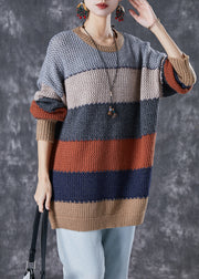 Modern Colorblock Oversized Patchwork Thick Knit Top Winter