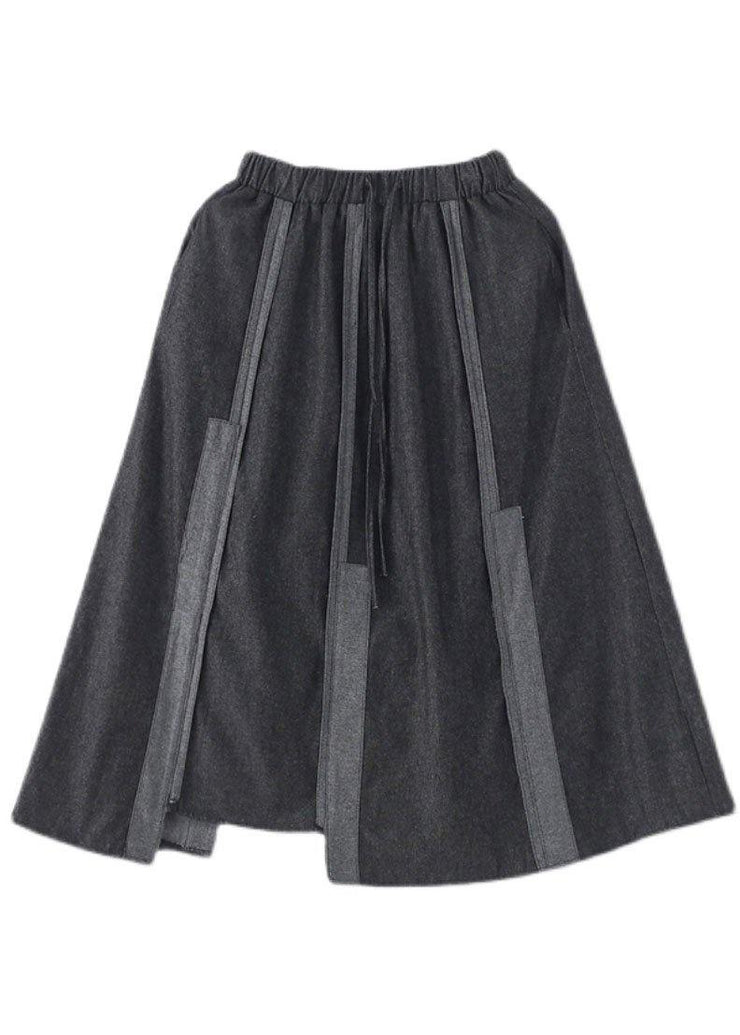 Modern Dark Grey Elastic Waist A Line Fall Skirts - SooLinen