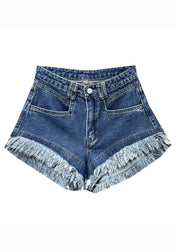 Modern Denim Blue Pockets Patchwork Shorts Summer