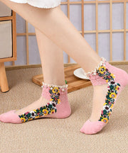 Modern Embroidered Patchwork Hollow Out Sheer Mesh Socks