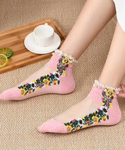 Modern Embroidered Patchwork Hollow Out Sheer Mesh Socks